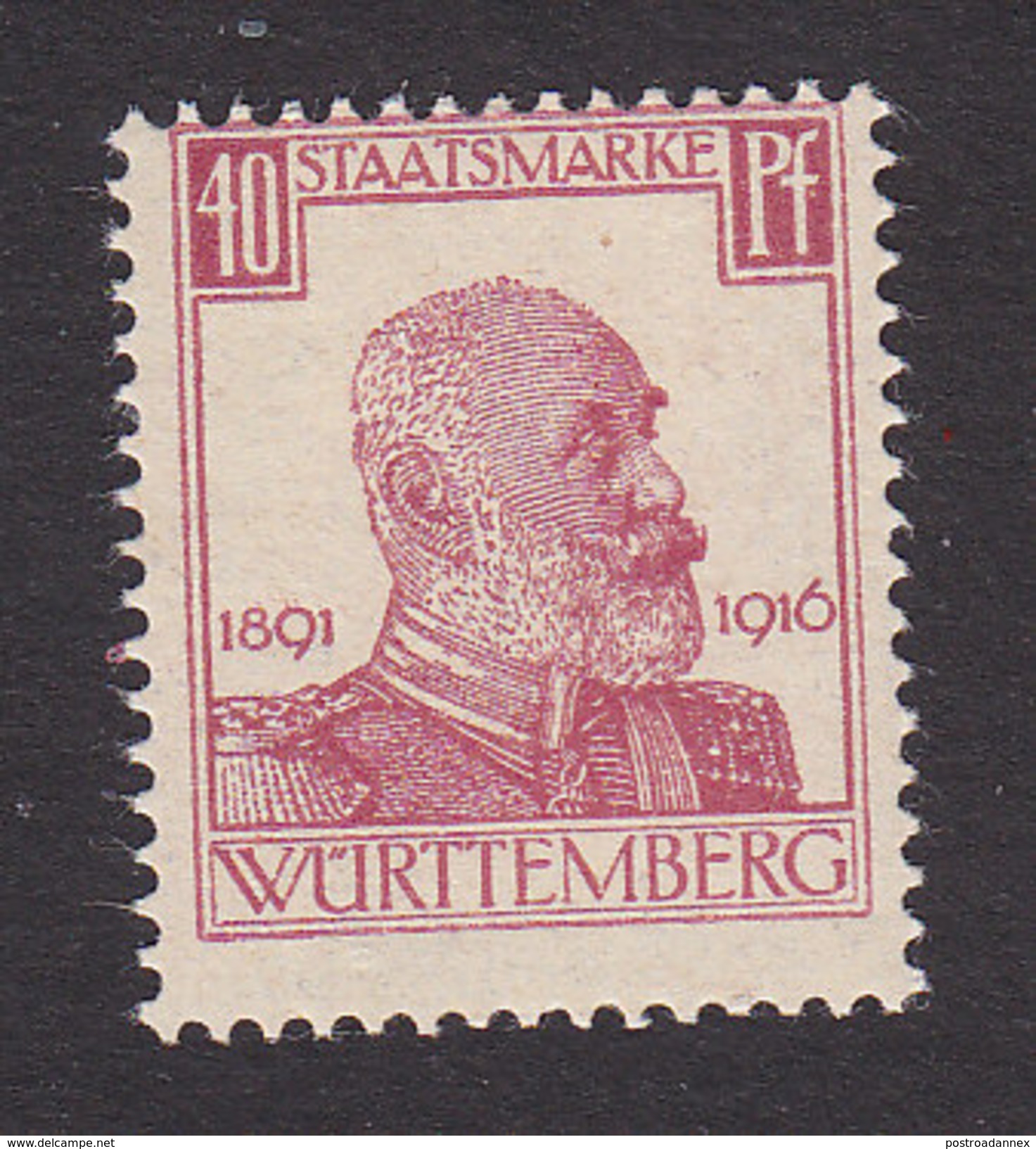 Wurttemberg, Scott #O143, Mint Hinged, King Wilhelm I, Issued 1916 - Other & Unclassified