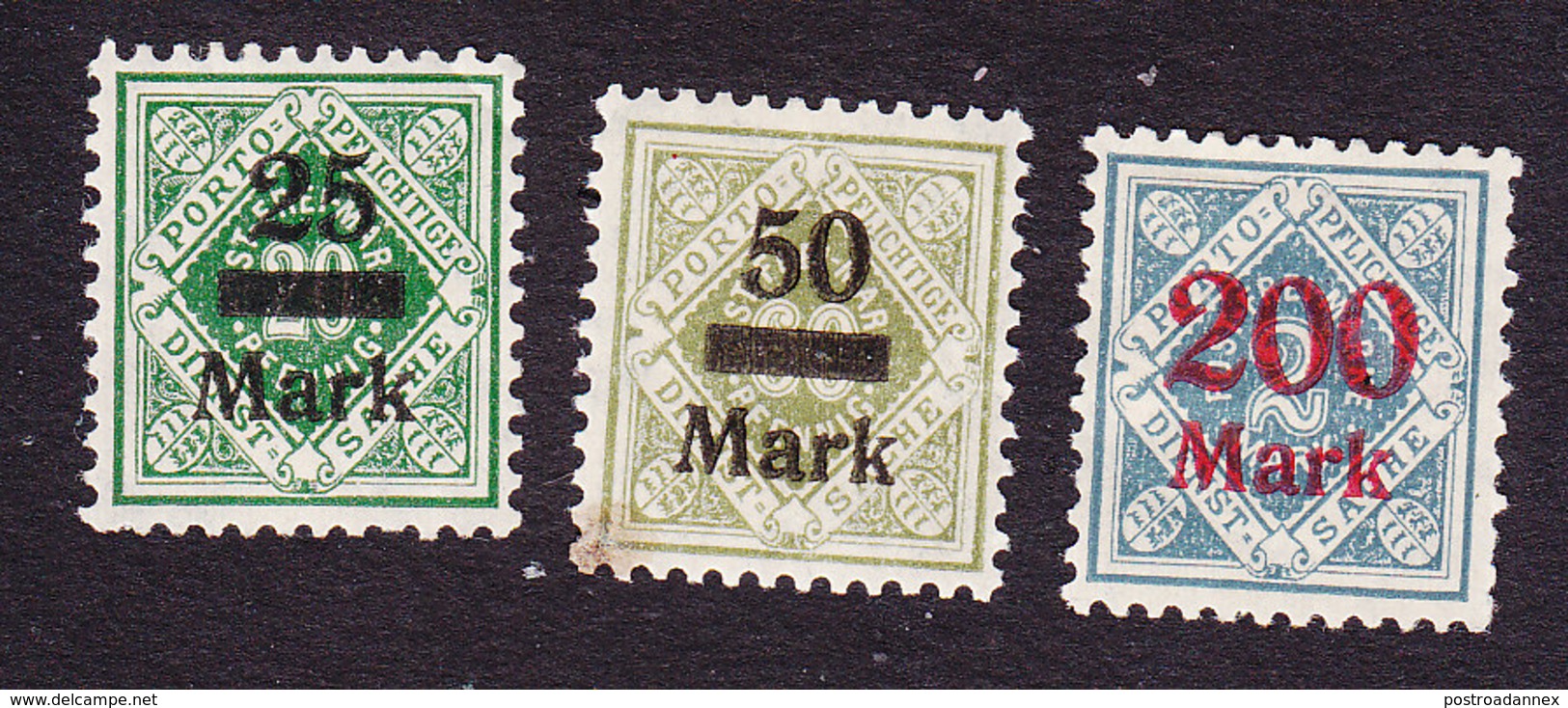 Wurttemberg, Scott #O68, O70, O73, Mint Hinged, Number Surchraged, Issued 1923 - Autres & Non Classés