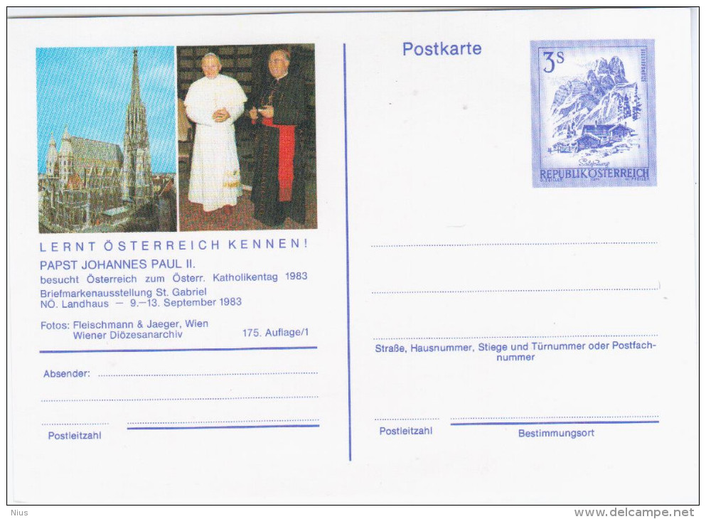 Austria Österreich 1983 John Paul II, Giovanni Paolo II, Pope Papa, Papst Johannes Paul II, Bischofsmütze Salzburg - Postkarten