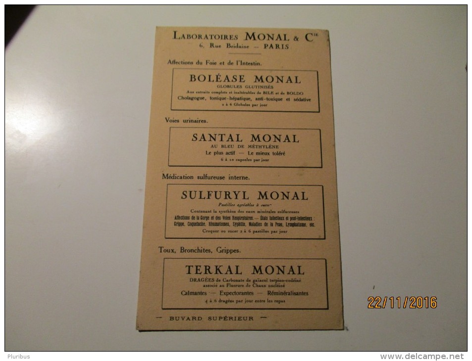 OLD ADVERTISEMENT WERBUNG  MEDICINE , SULFURYL TERKAL SANTAL  MONAL PARIS  ,0 - Publicidad