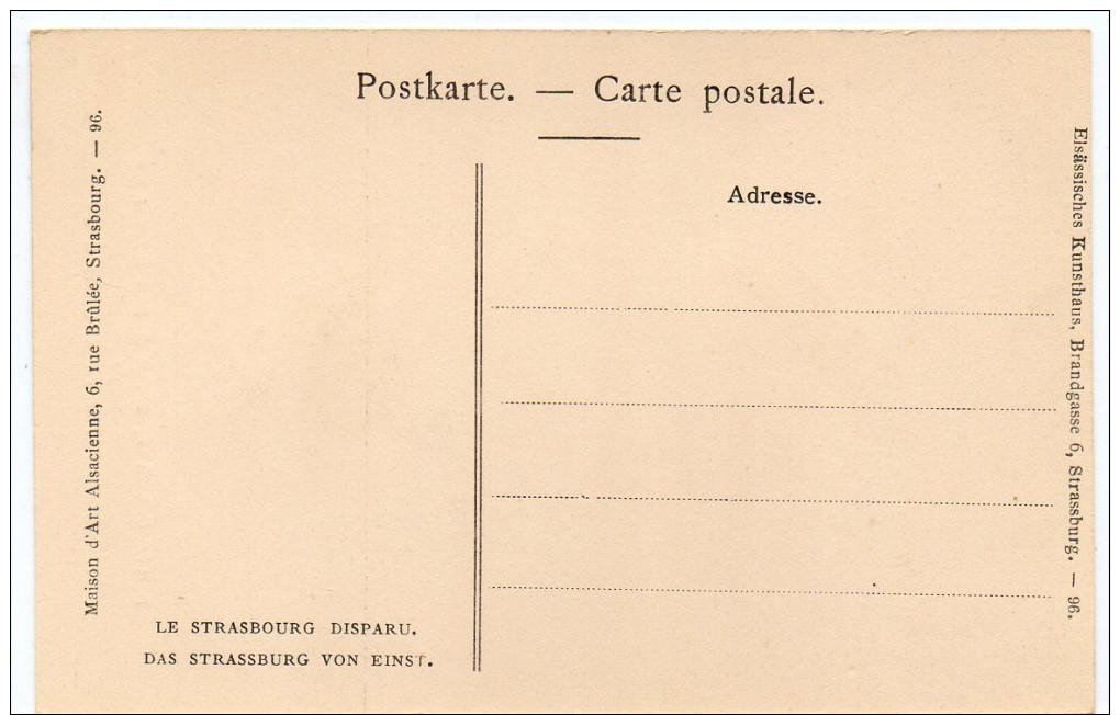 STRASBOURG - PORTE COCHERE 25 RUE DES BOUCHERS -1890 - Le Strasbourg Disparu -Maison D´Art Alsacienne - Strasbourg