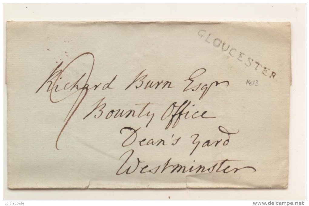 U.K. - LSC Du 4/03/1818 Pour Westminster - Marque Linéaire GLOUCESTER Peu Lisible - ...-1840 Prephilately