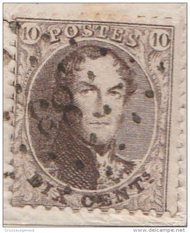 8674) BELGIO BELGIQUE KING LEOPOLD I 10 DIX CENT CENTESIMI VIAGGIATA 1865 DA CINEY A NAMUR BANQUE - 1863-1864 Medaglioni (13/16)