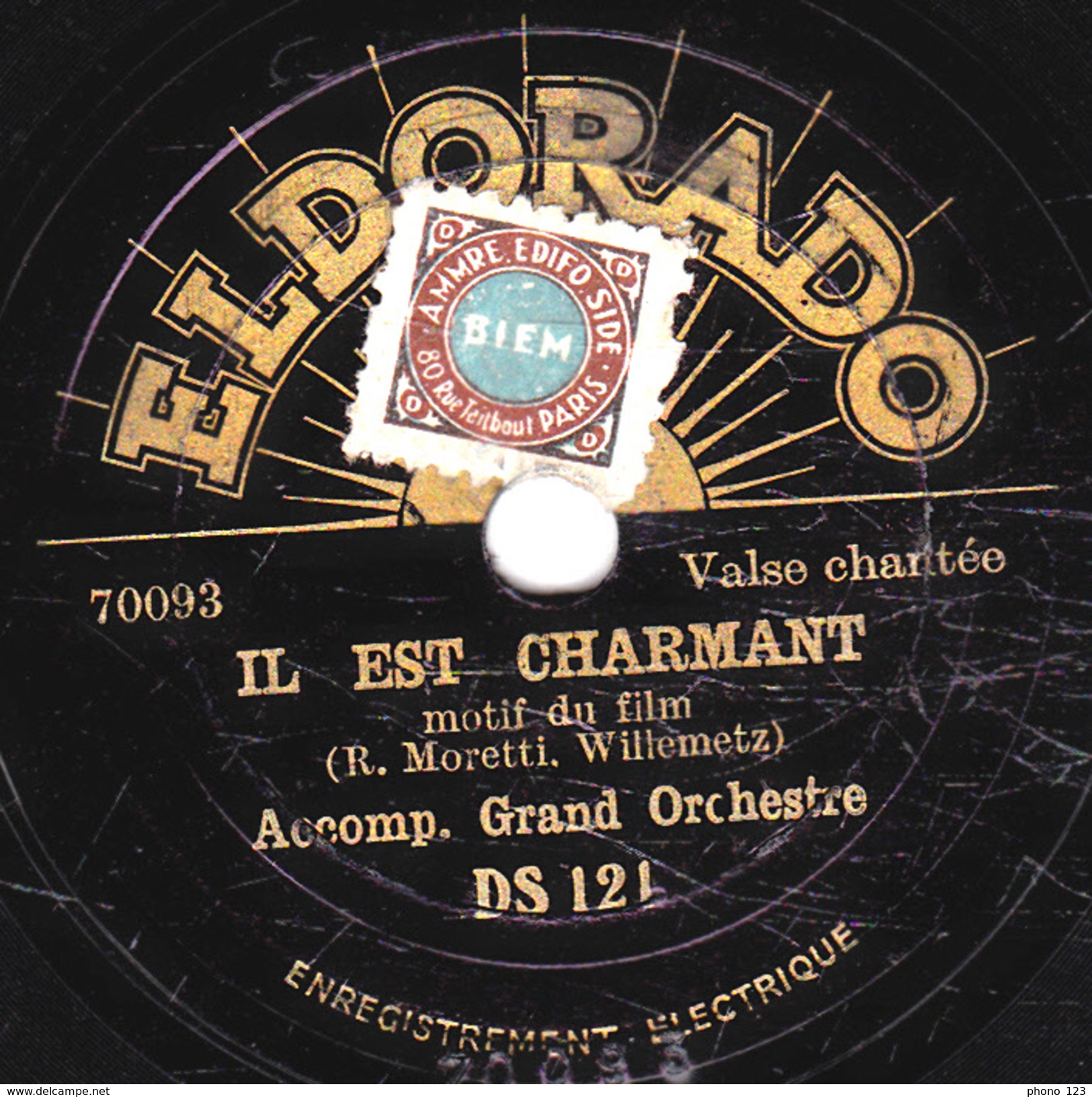 78 T. -  20 Cm - état Ttb - Accomp. Grand Orchestre - IL EST CHARMANT -EN PARLANT UN PEU DE PARIS - 78 T - Disques Pour Gramophone