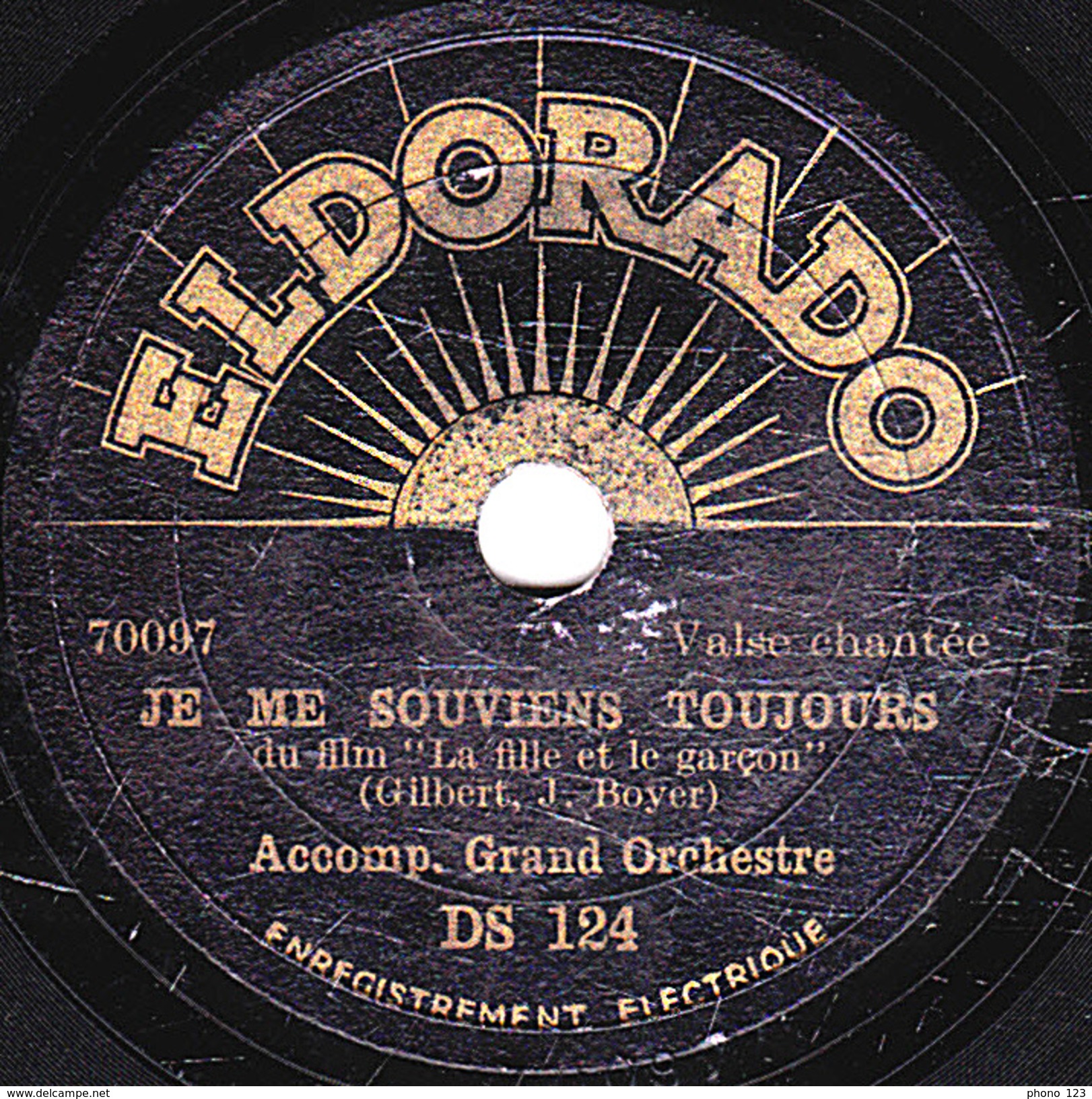 78 T. -  20 Cm - état  B  - Accomp. Grand Orchestre -  JE ME SOUVIENS TOUJOURS - TOI, TOUT PRES DE MOI - 78 T - Disques Pour Gramophone