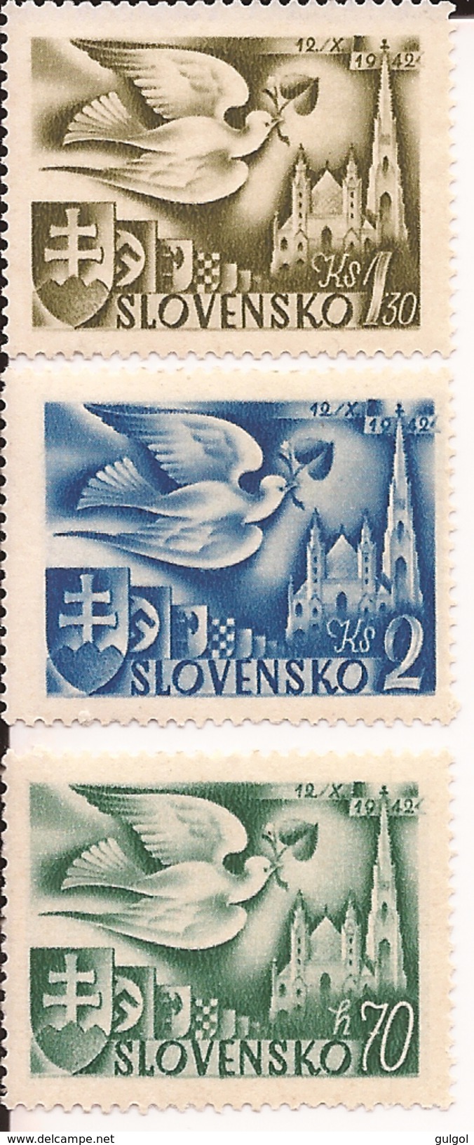 SLOVENSKO SLOVACCHIA SLOVAKIA 3 Stamps 1942 EUROPEAN POSTAL CONGRESS MNH** Nuovi - Ungebraucht