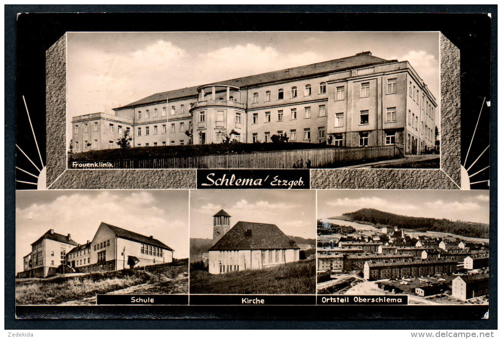8103 - Alte MBK Ansichtskarte - Schlema - Kirche Schule Klinik - N. Gel - Neubert - Schlema