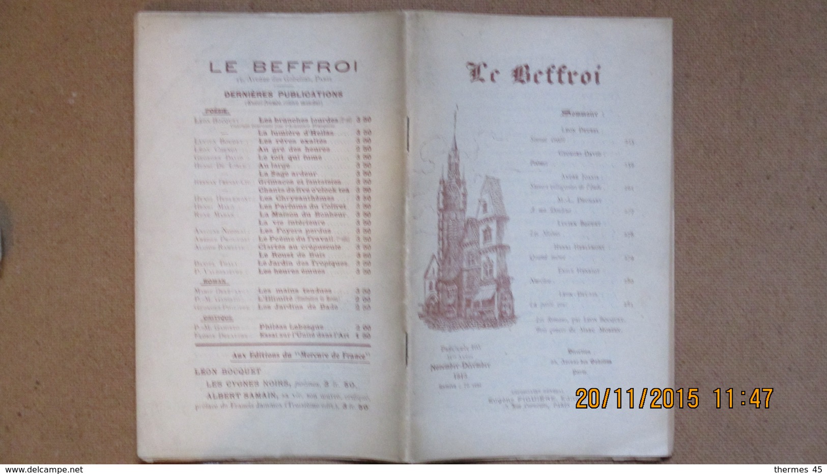 LEON DEUBEL / Revue Le Beffroi / Nov.Déc. 1913 / ...dont Un Sonnet Inédit De Léon DEUBEL - Auteurs Français