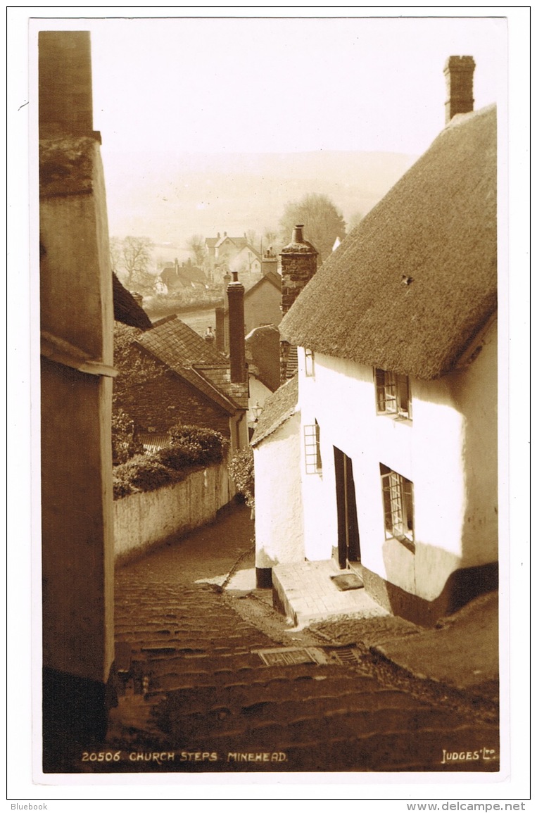 RB 1129 - Judges Real Photo Postcard - Church Steps &amp; Your Cottages ? - Minehead Somerset - Minehead