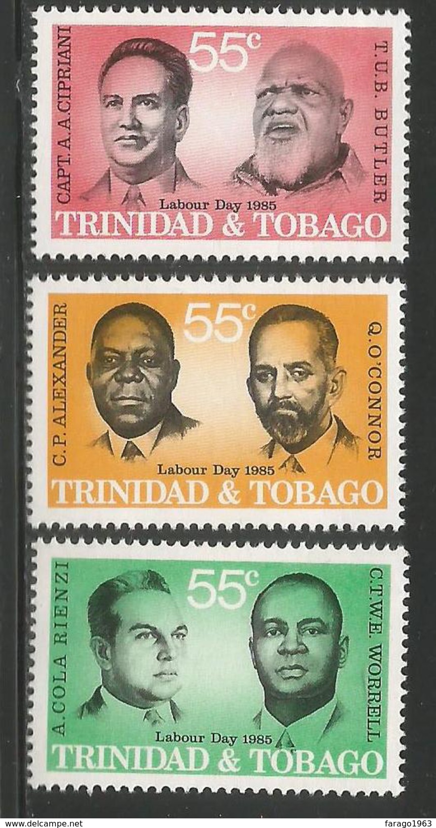 1985 Trinidad  Labour Leaders Politicians Complete Set Of 3 MNH - Trinité & Tobago (1962-...)