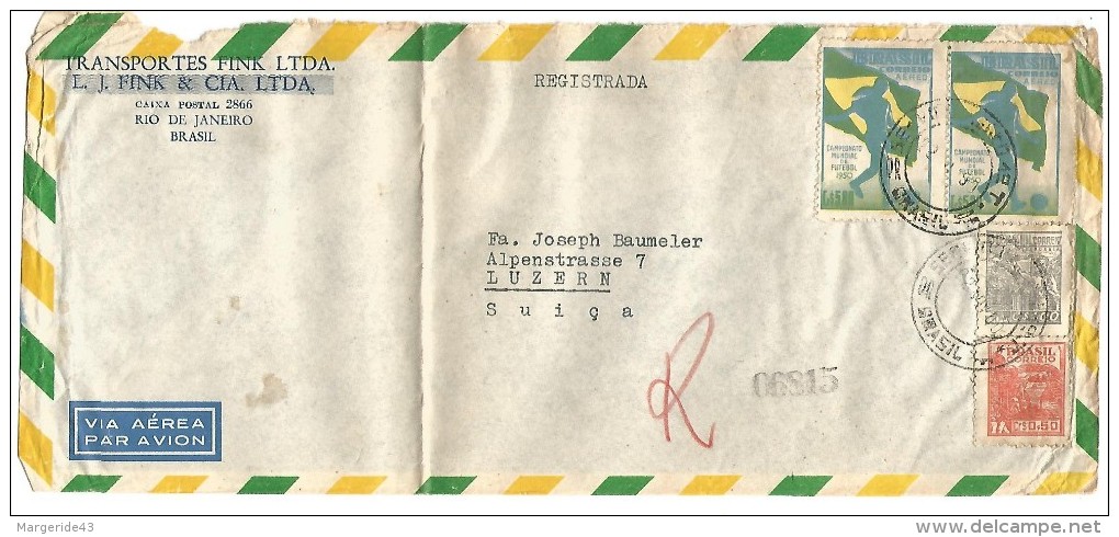 BRESIL LETTRE AVION POUR LA SUISSE 1950 - Storia Postale