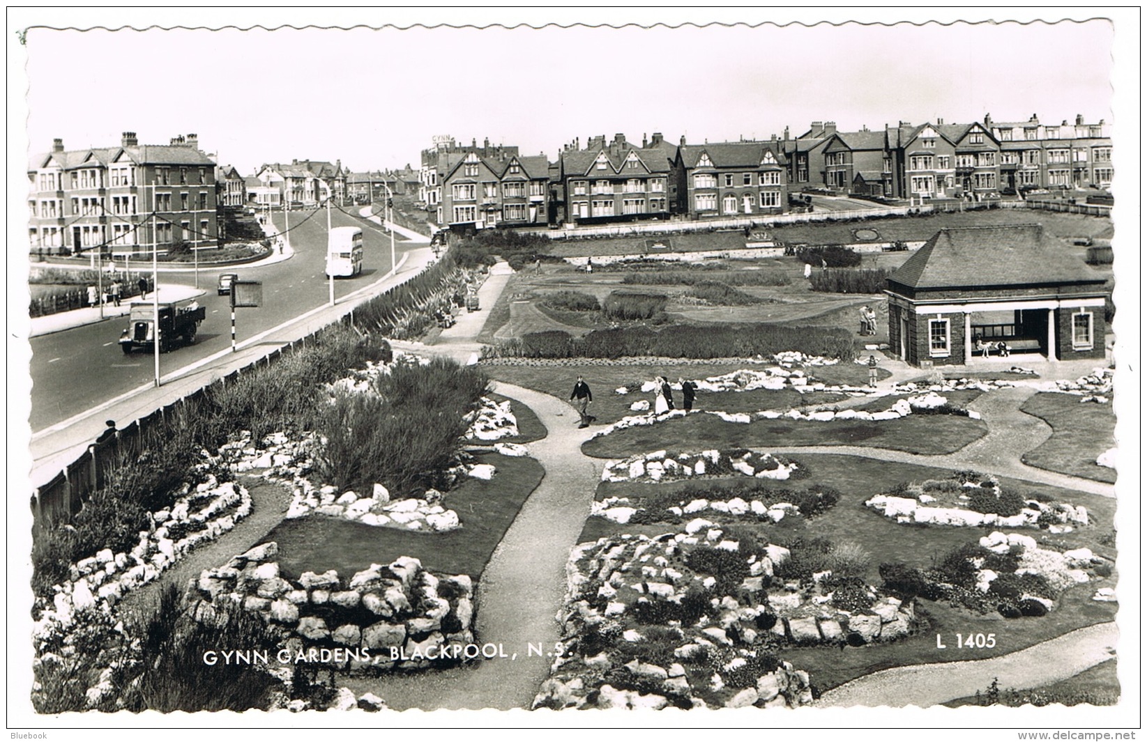 RB 1130 -  1962 Real Photo Postcard - Gynn Gardens Blackpool Lancashire - Plastics Slogan - Blackpool