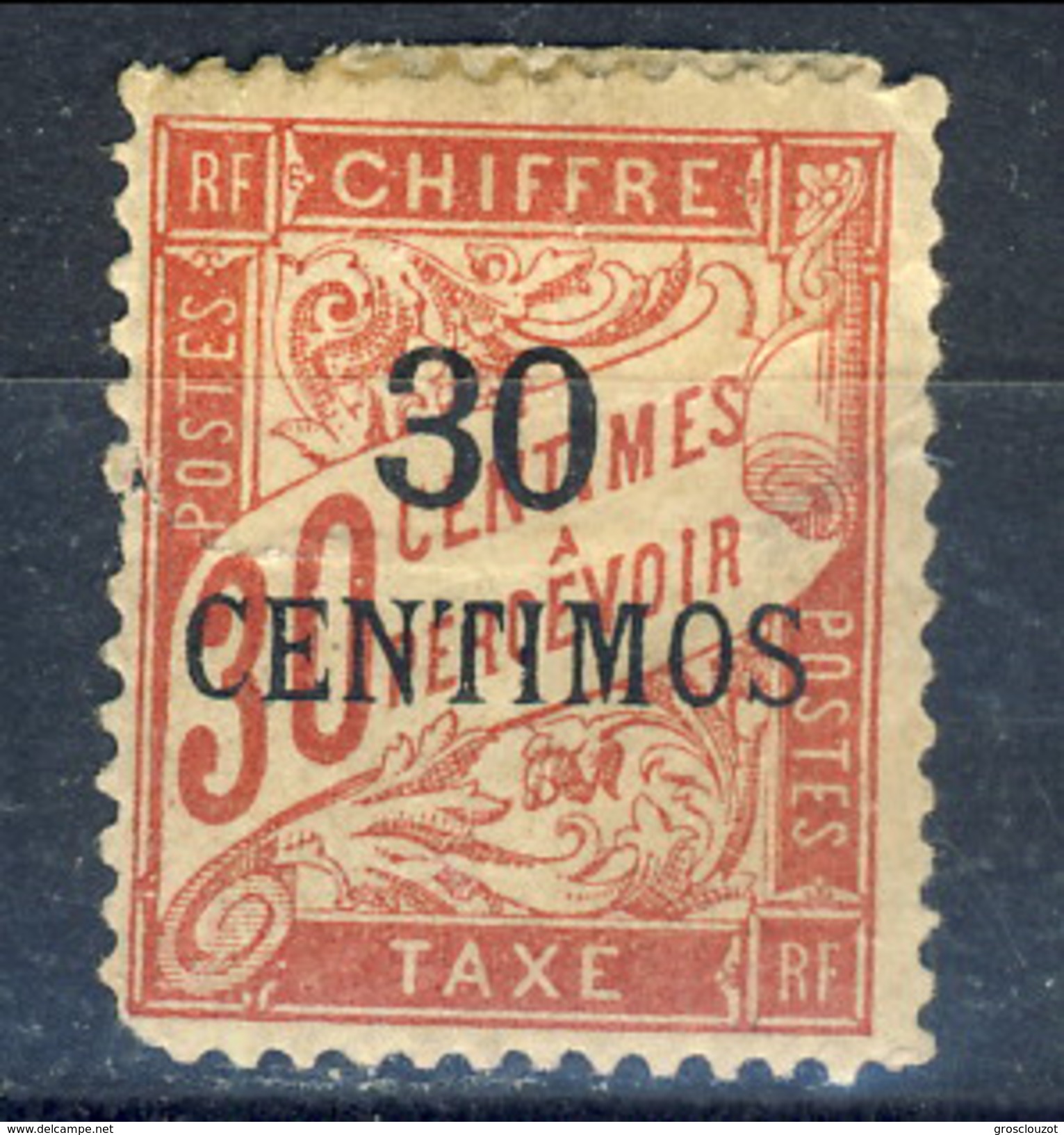Marocco Tasse 1896 N. 3 C. 30 Su C. 30 Carminio, Valori In Centimos MLH Catalogo &euro; 36 - Timbres-taxe
