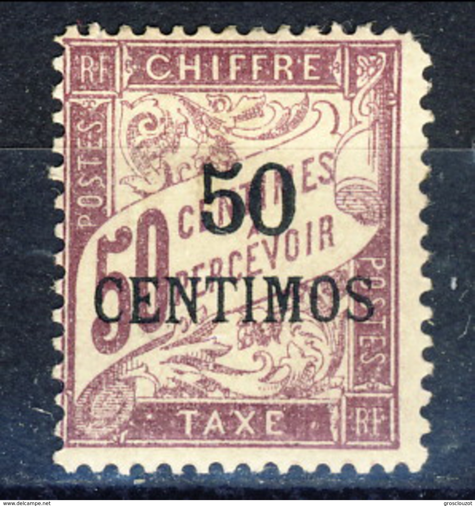 Marocco Tasse 1896 N. 4 C. 50 Su C. 50 Violetto, Valori In Centimos MLH Catalogo &euro; 36 - Timbres-taxe