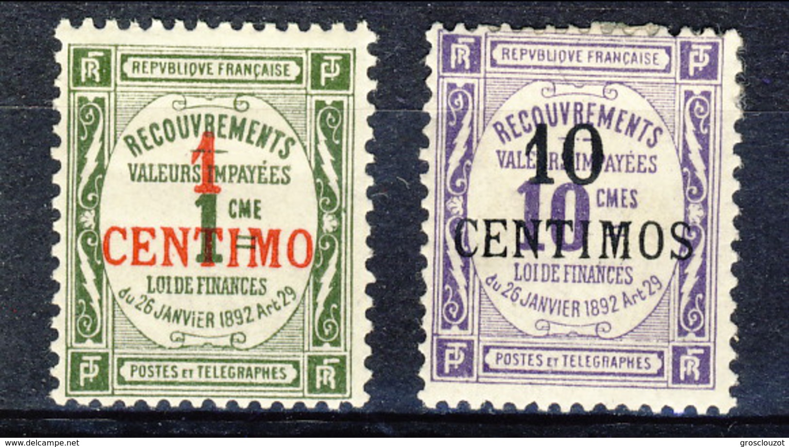Marocco Tasse 1909 - 10 N. 6-7 Valori In Centimos MLH Catalogo &euro; 48 - Segnatasse
