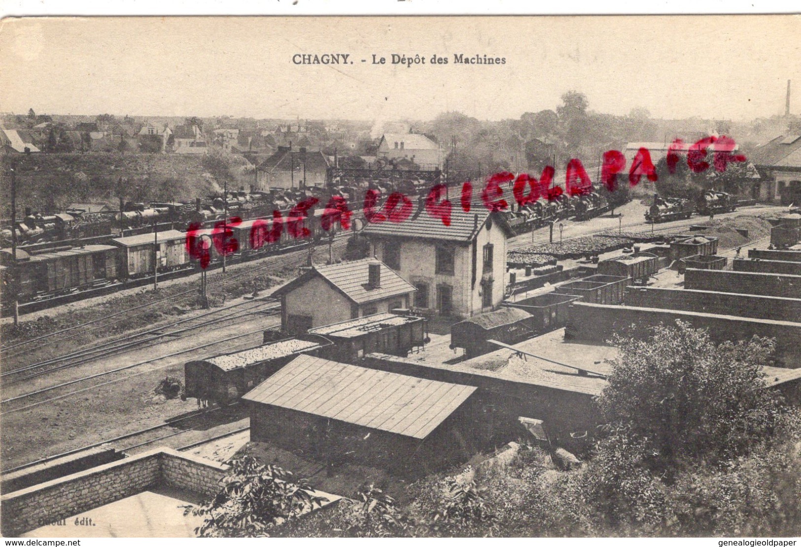 71 - CHAGNY - LE DEPOT DES MACHINES - GARE TRAIN  1913 - Chagny