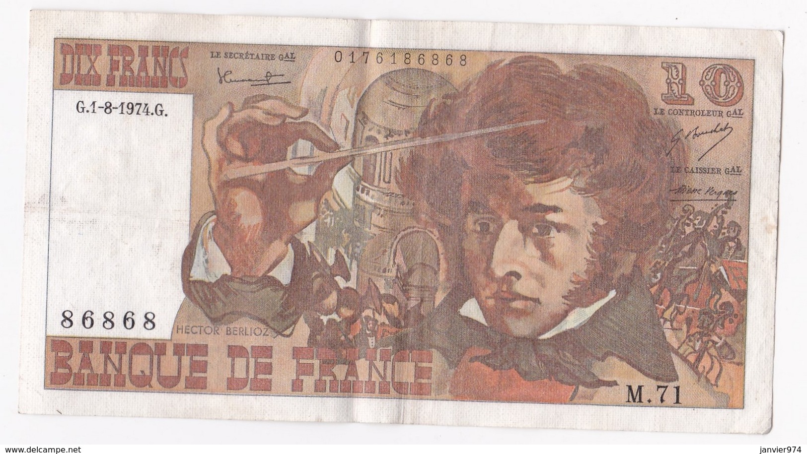 10 Francs Berlioz 1 8 1974 Alphabet M.71 N° 86868 - 10 F 1972-1978 ''Berlioz''