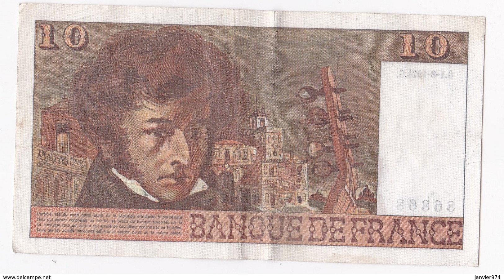 10 Francs Berlioz 1 8 1974 Alphabet M.71 N° 86868 - 10 F 1972-1978 ''Berlioz''