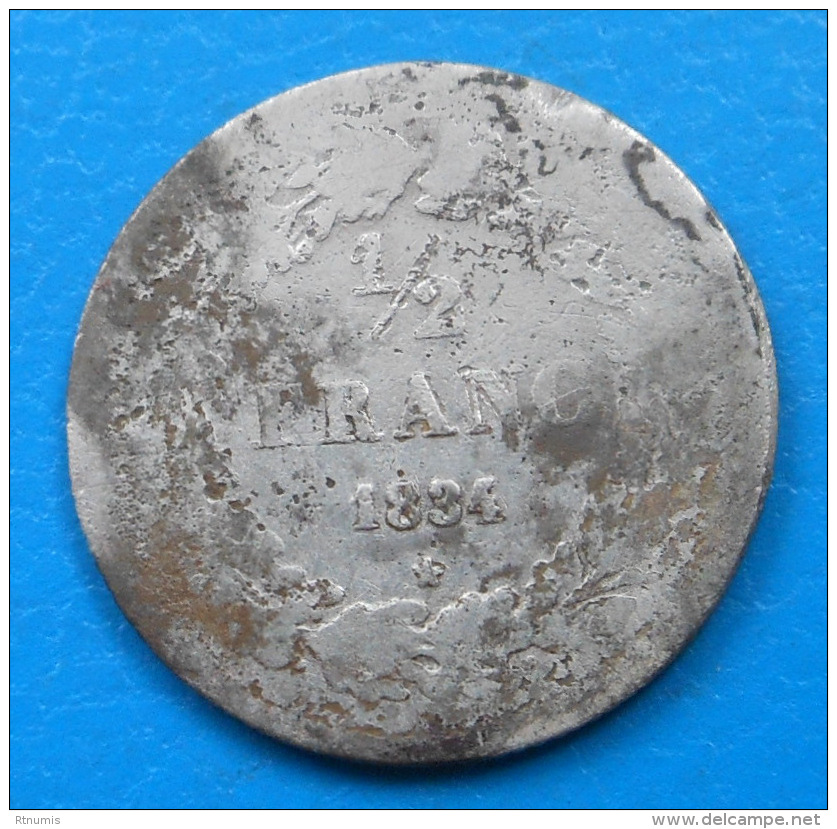 Belgique Belgium 1/2 Franc Argent 1834 Km 6 - 1/2 Franc