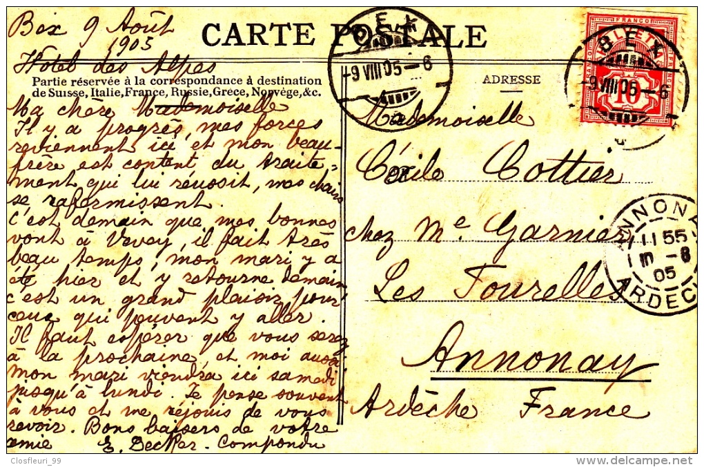 Fêtes vignerons en 1905 (tous les 25 ans seulement) à Vevey (Suisse). 5 cartes oblitérées de 1905