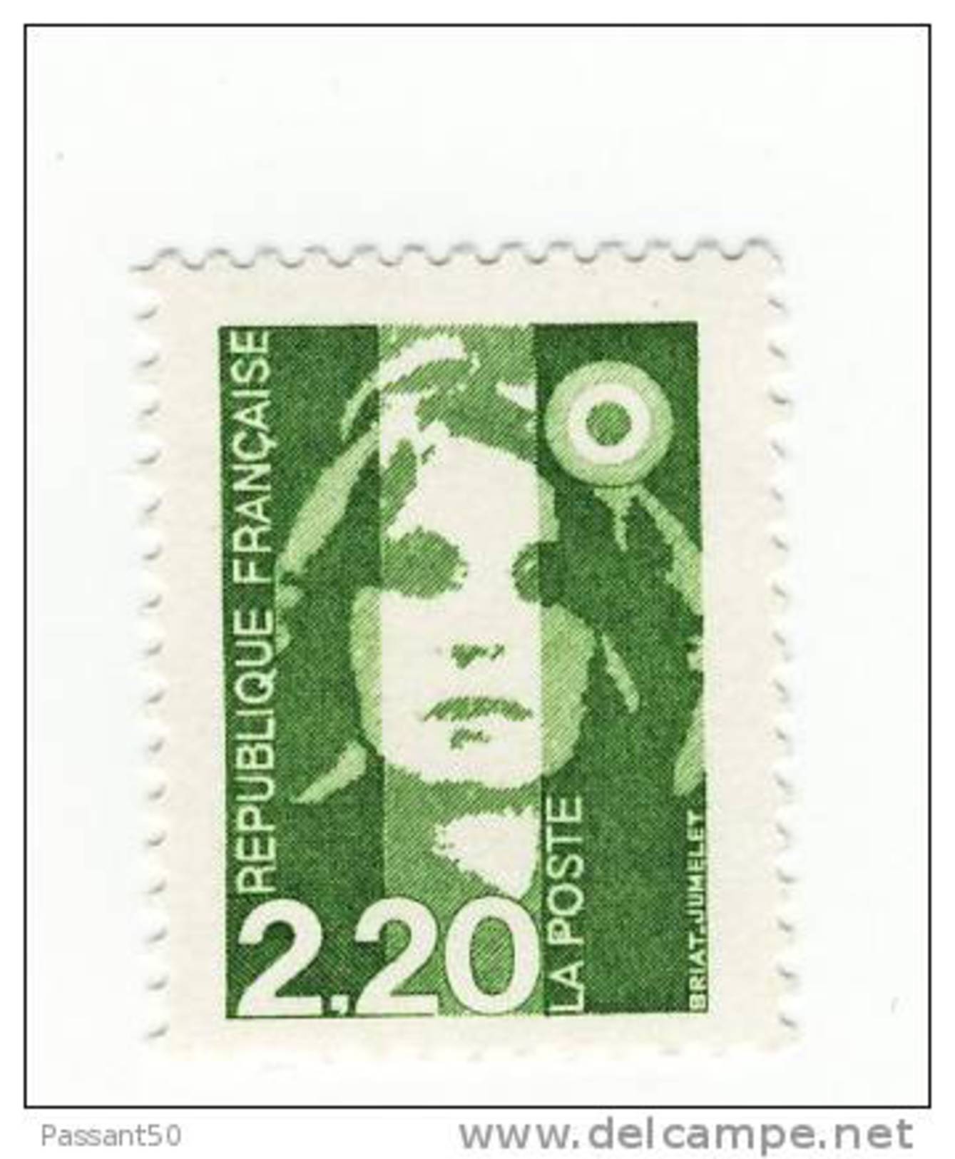 Briat 2.20fr Vert Foncé YT 2714a Sans Phosphore . Rare , Voir Le Scan . Cote YT : 20 &euro; , Maury N° 2711b : 22 &euro; - Ungebraucht