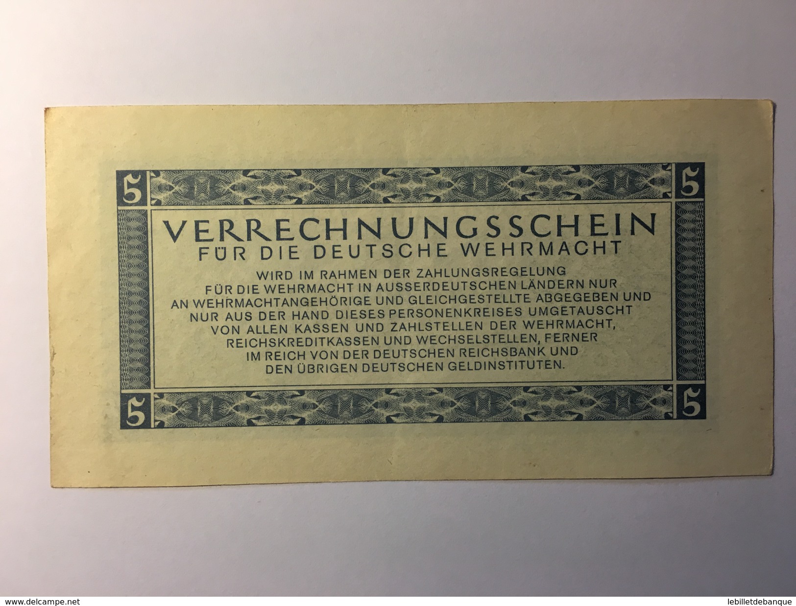 Deutsche Wehrmacht 5 Reichsmark 1944 - Collections