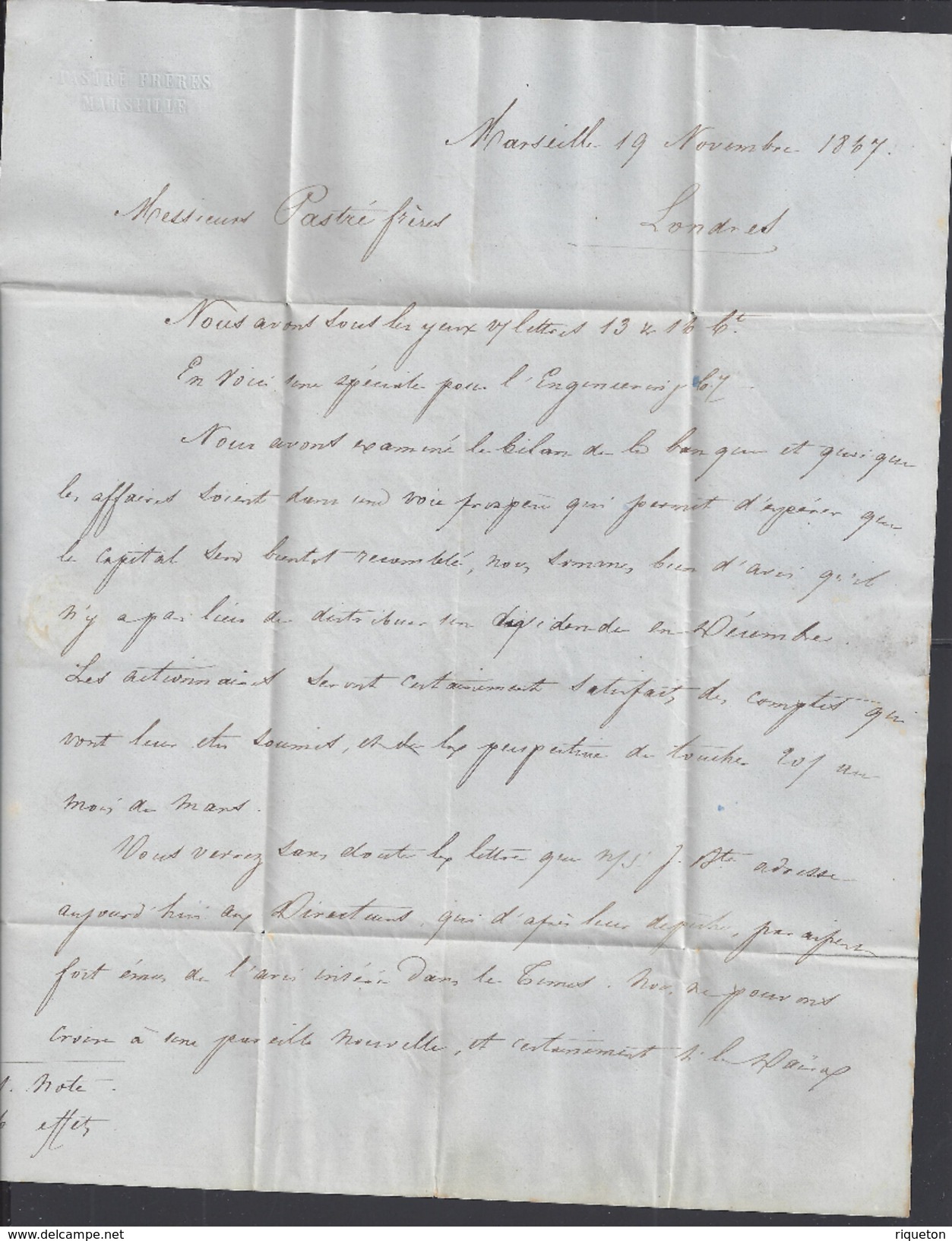 FR - Napoléon III 80 Ct Sur Pli De Marseille à Destination De London - 6 SCANS - - 1862 Napoléon III