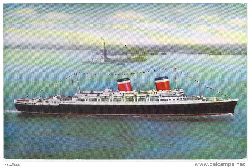 PAQUEBOT Cruise Ship Kreuzfahrtschiff : " S.S. AMERICA - CPSM Colorisée PF 1963 ( Cruiseschip Pakkeboot ) - Steamers