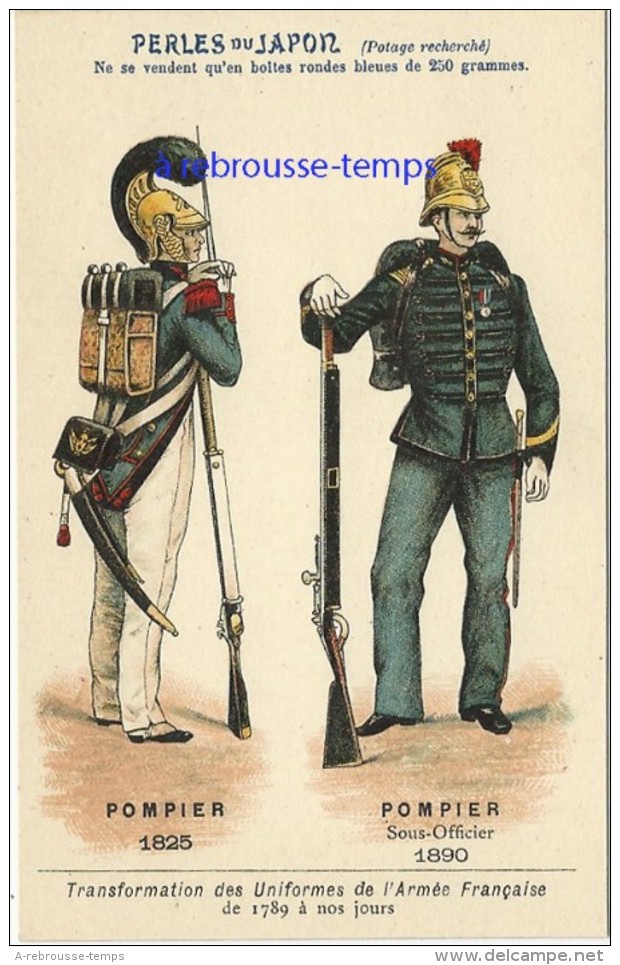 Image Ancienne-transformation Uniformes Armée Française Depuis 1789 -pompier 1825-1890-pub Perles Du Japon 32 - Other & Unclassified