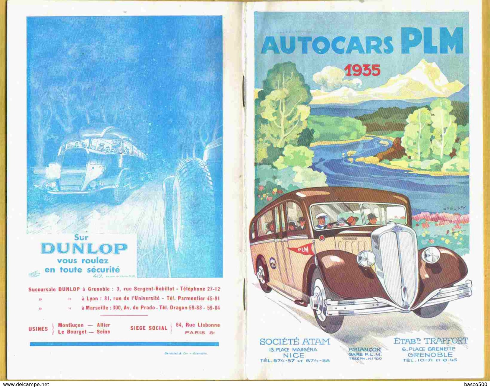 1935 Rare HORAIRES Autocars PLM 36 Pages + Photos  Illustrateur De La Couverture : Robmary  Bon état : Voir Photo  Fra - Europe