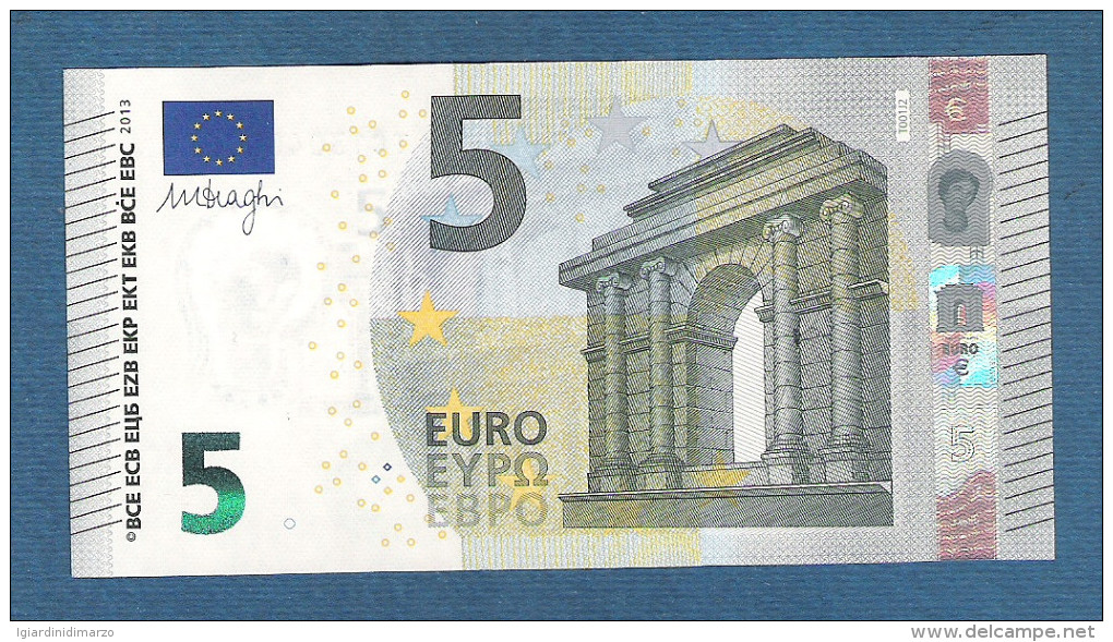 IRLANDA - 2013 - BANCONOTA DA 5 EURO FIRMA DRAGHI SERIE TC (T001J2) - NON CIRCOLATA (FDS-UNC) - IN OTTIME CONDIZIONI. - 5 Euro