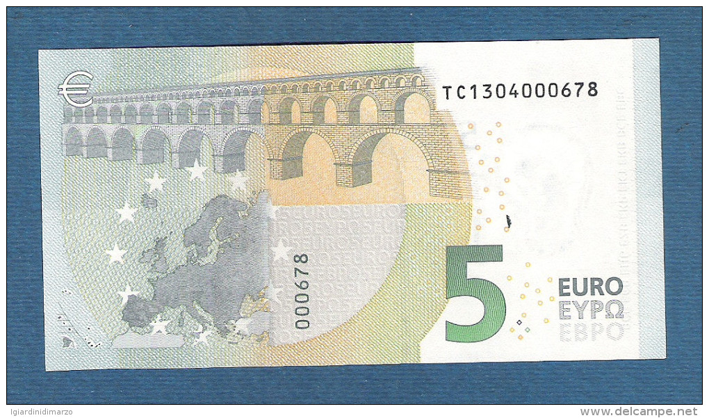 IRLANDA - 2013 - BANCONOTA DA 5 EURO FIRMA DRAGHI SERIE TC (T001J2) - NON CIRCOLATA (FDS-UNC) - IN OTTIME CONDIZIONI. - 5 Euro