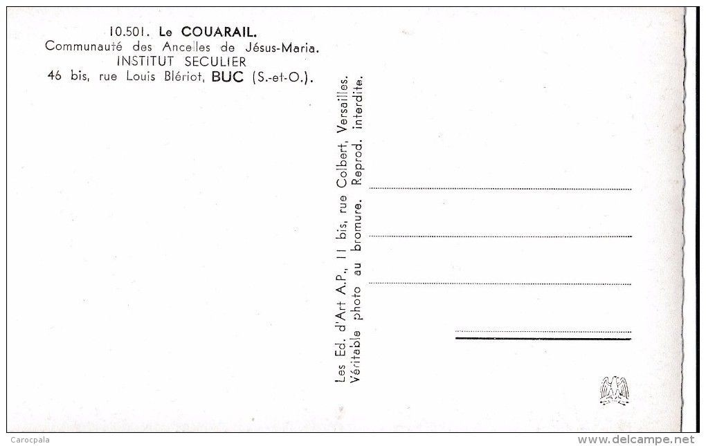 Carte 1950 LE COUARAIL / COMMUNAUTE DES ANCELLES DE JESUS MARIA INSTITUT SECULIER / BUC RUE LOUIS BLERIOT - Buc