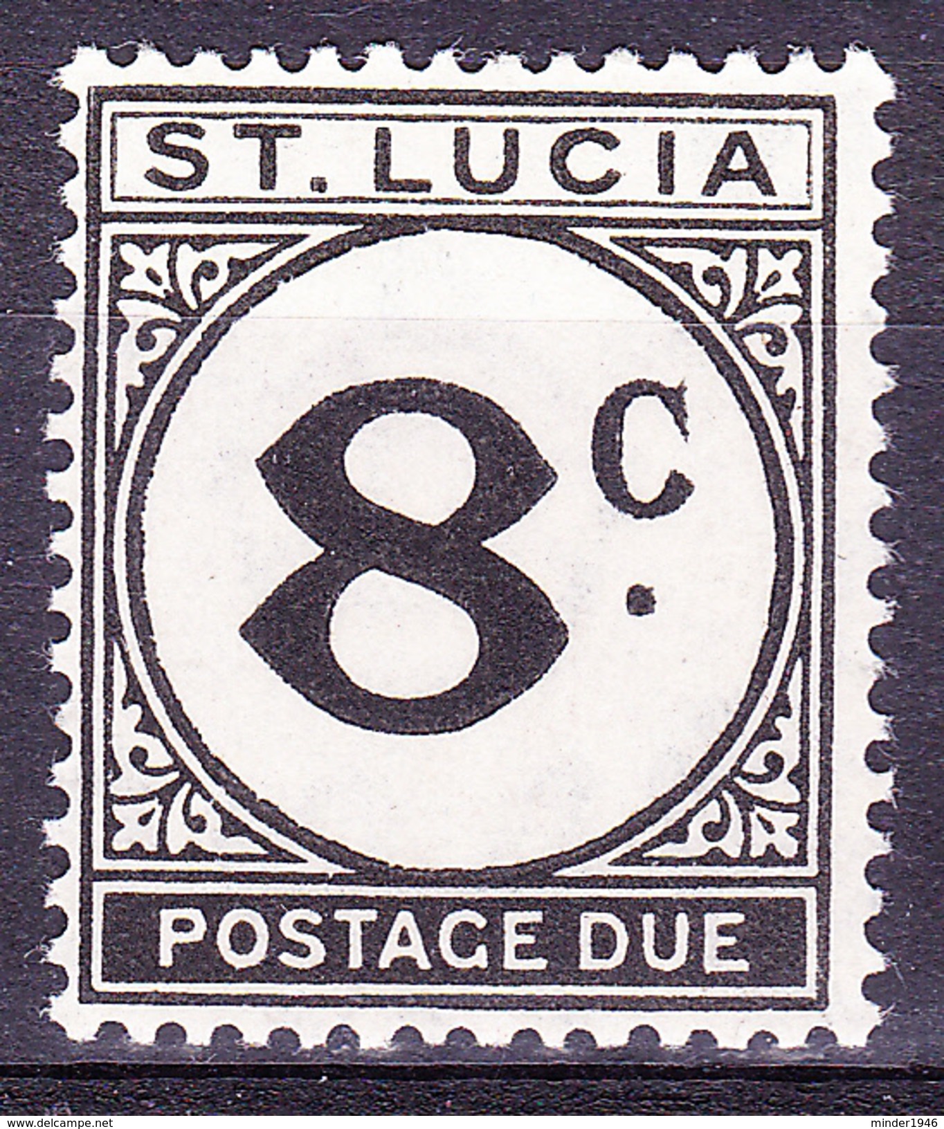 ST LUCIA 1949 KGVI 8c Black Postage Due SGD9 MNH - St.Lucia (...-1978)