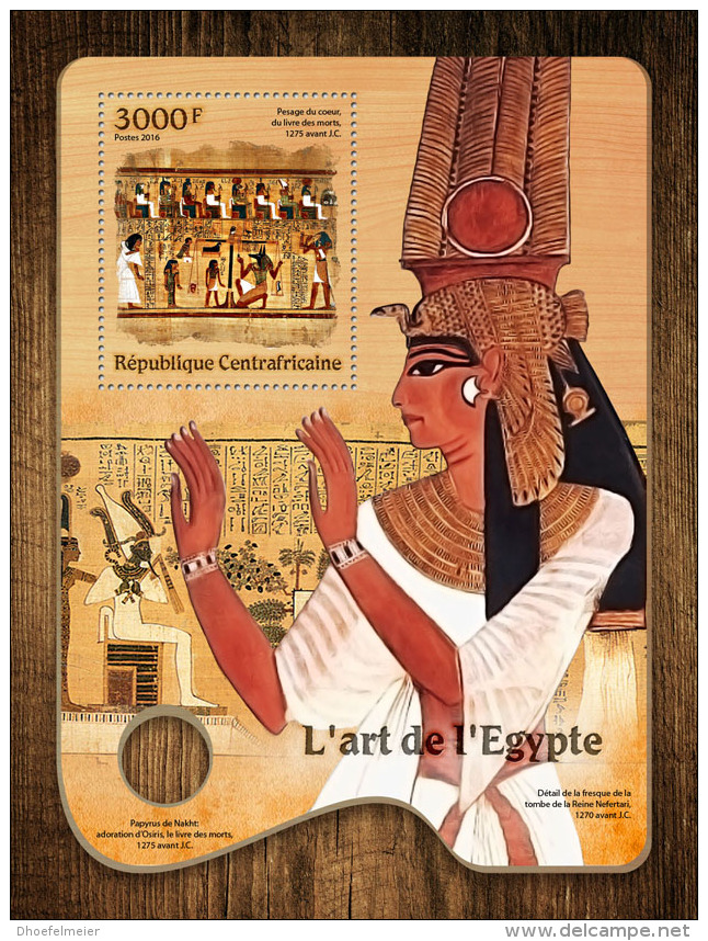 CENTRALAFRICA 2016 ** Egypt Art Ägyptische Kunst S/S - IMPERFORATED - A1645 - Egiptología