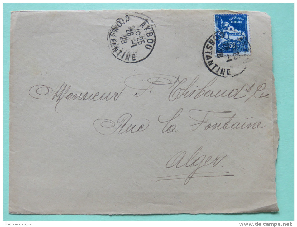 Algeria 1928 Front Of Cover Akbou To Alger - La Pecherie Mosque - Cartas & Documentos