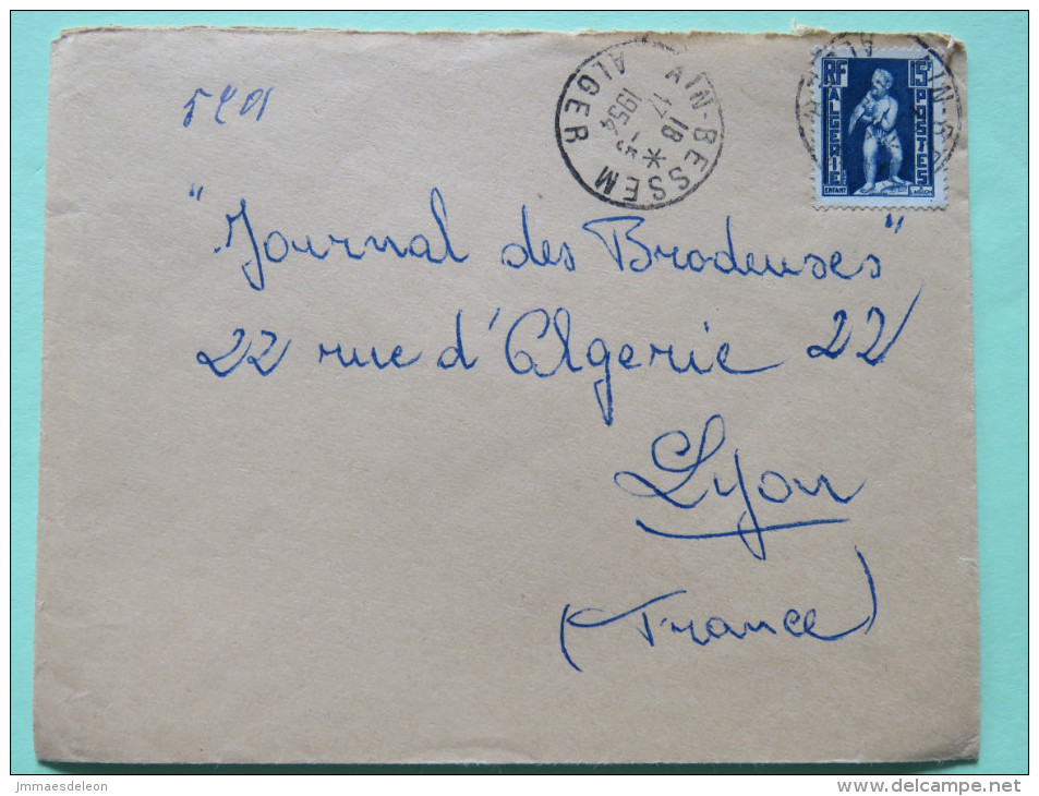 Algeria 1954 Cover Ain-Bessem Alger To Lyon France - Child With Eagle - Lettres & Documents