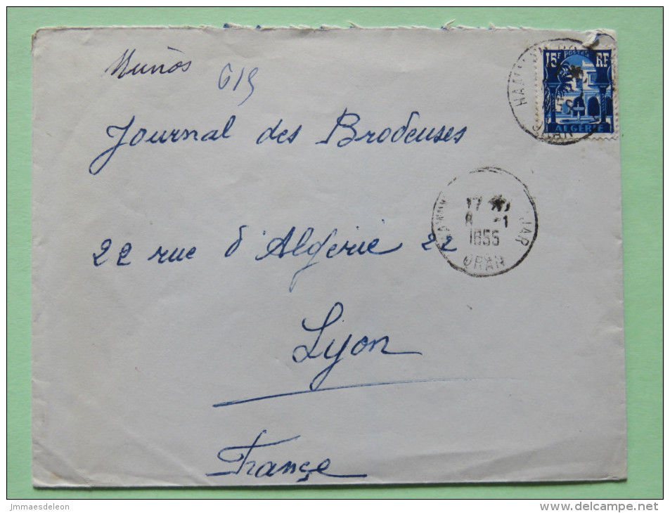 Algeria 1955 Cover Oran To Lyon France - Patio Of Bardo Museum - Covers & Documents