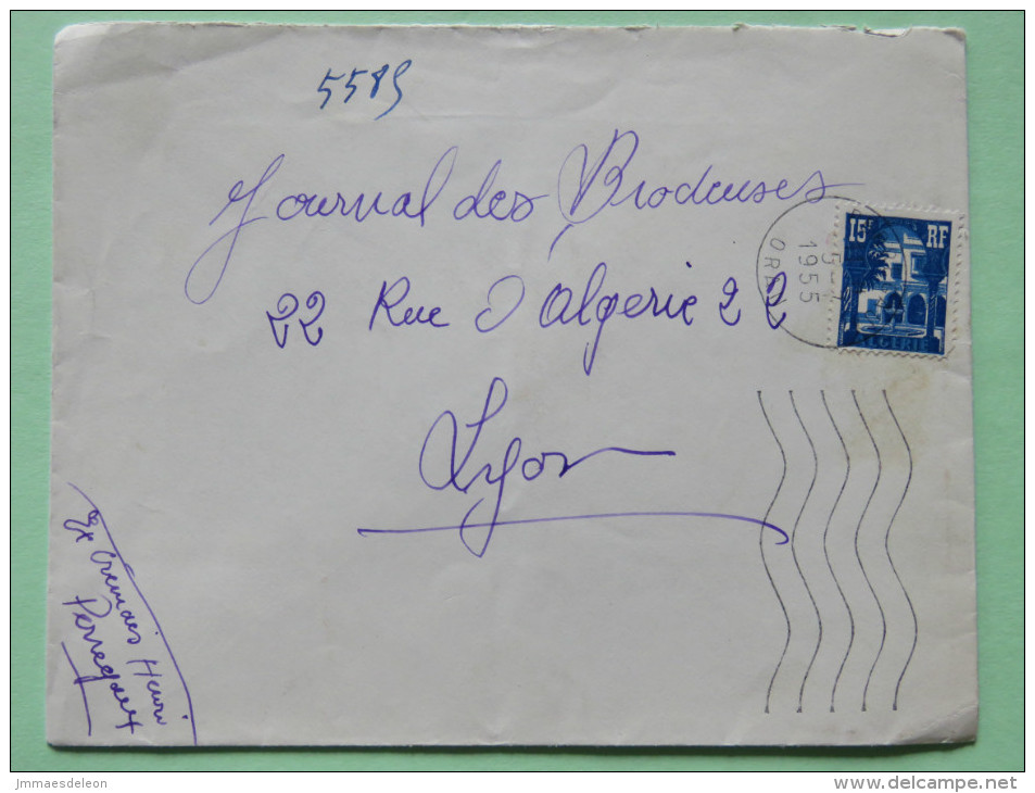 Algeria 1955 Cover Oran To Lyon France - Patio Of Bardo Museum - Covers & Documents