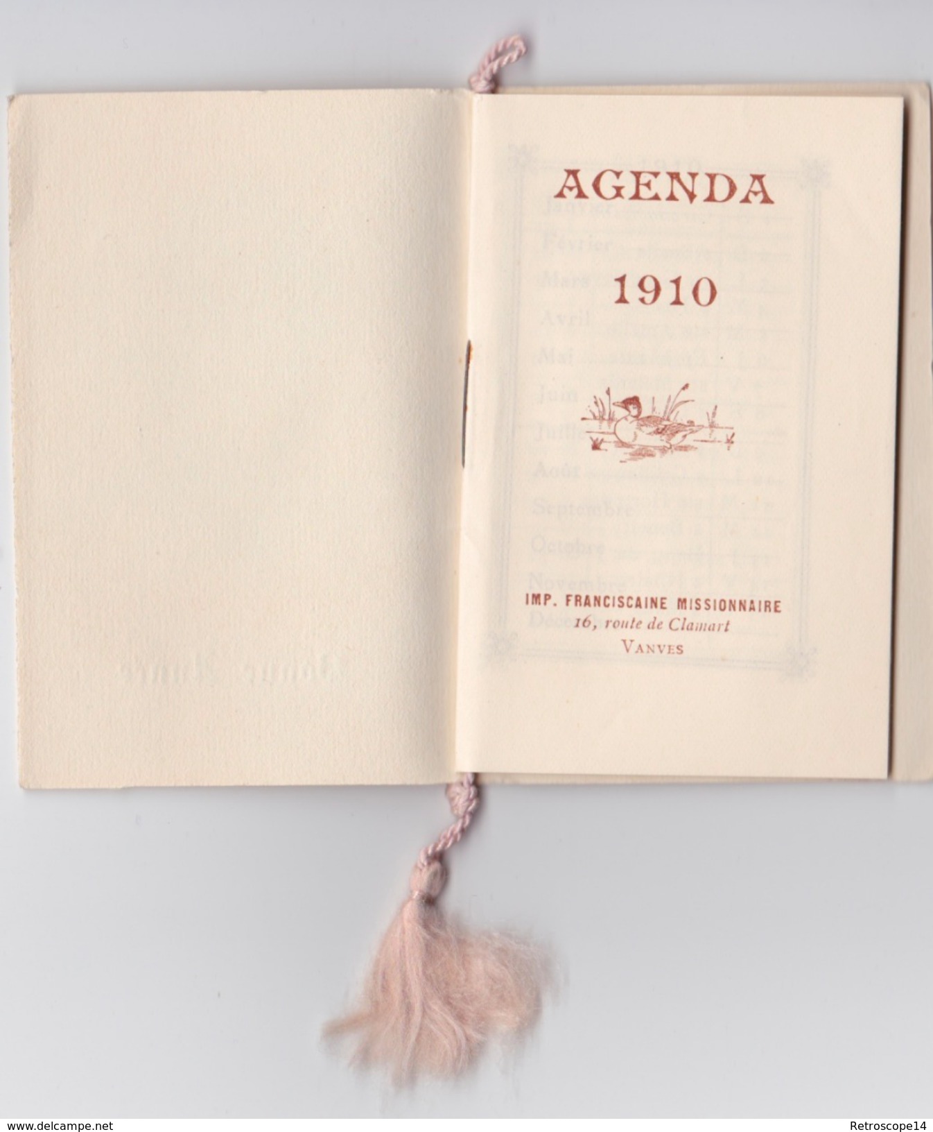 Calendrier / Agenda, 1910. Imprimerie Franciscaine Missionnaire, Vanves. Bel état. - Petit Format : 1901-20