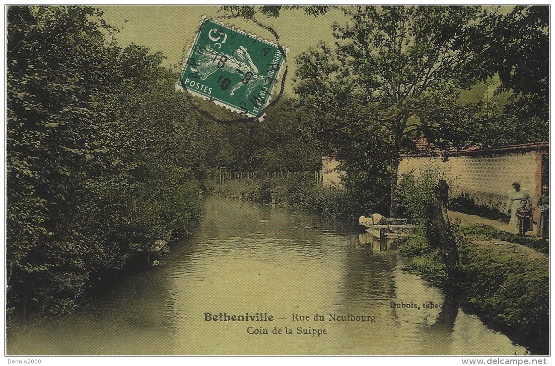 BETHENIVILLE (51) - Rue Du Neufbourg - Coin De La Suippe - Ed. Dubois, Tabac -colorisée - Bétheniville