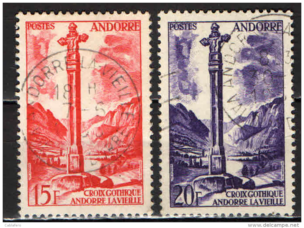 ANDORRA FRANCESE - 1955 - CROCE GOTICA DI MERITXELL - USATI - Oblitérés