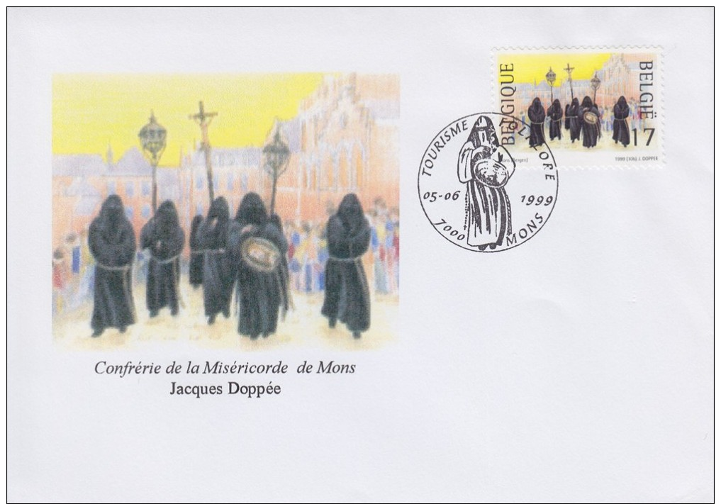 Enveloppe 1999 N° 2824 Avec FDC(prévente) - Confrérie De La Miséricorde De Mons - 03 - 1991-2000