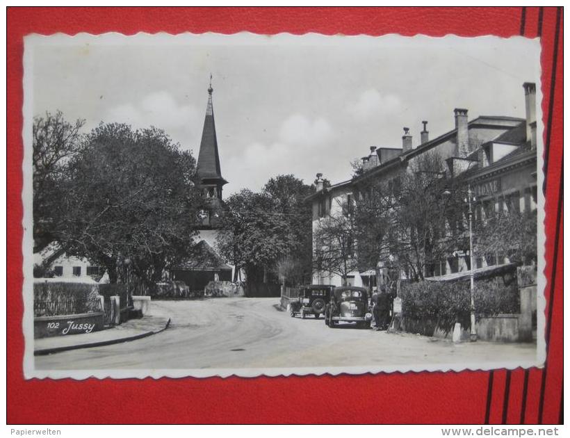 Jussy (GE) -  Dorfplatz? Mit Autos / Feldpost 1940?: Territorial Füs. Kp. II/168 - Jussy