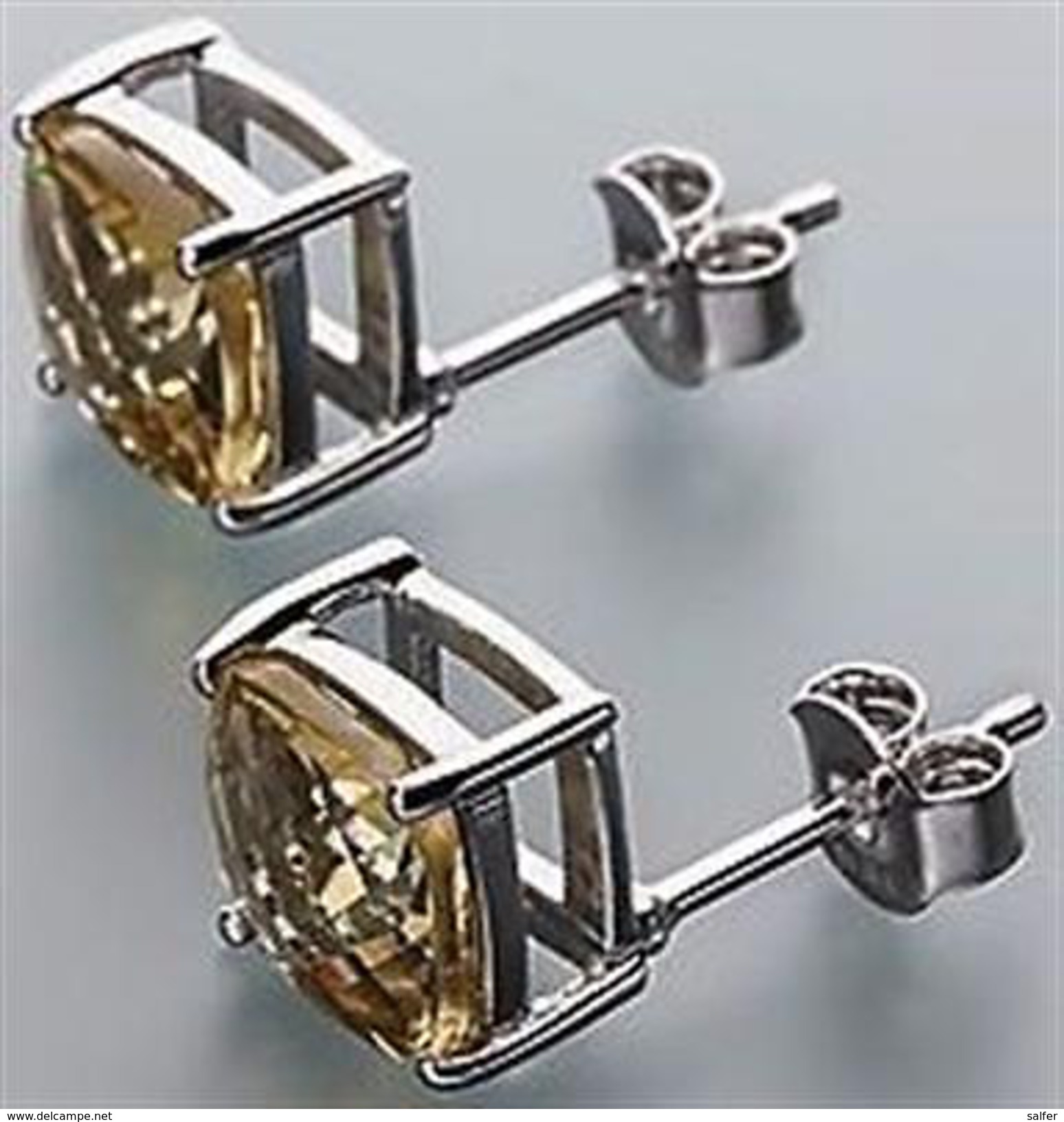 Orecchini In Argento 925 Sterling Con Quarzo Champagne          . - Boucles D'oreilles