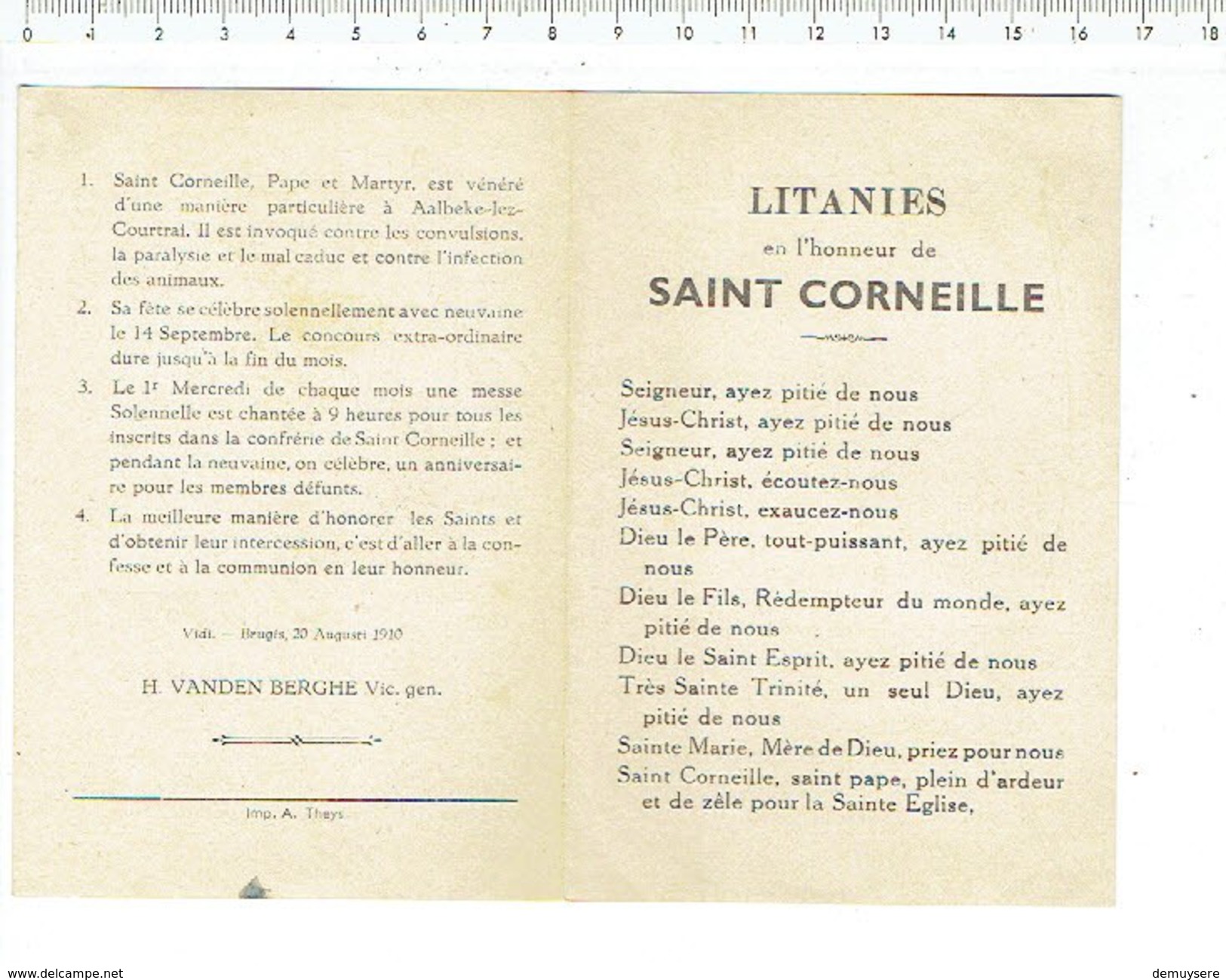 37601 ( 2 Scans ) LITANIES En L'honneur De SAINT CORNEILLE - 1910 - Religion & Esotericism