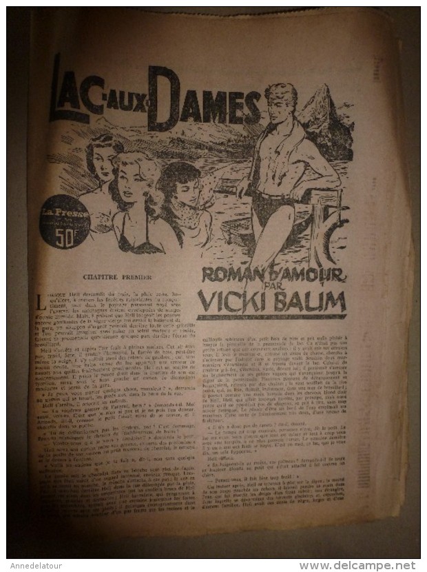 1952  Roman D'amour  LAC-AUX-DAMES Par Wicki Baum  (en Fascicules ,des éditions De La Presse) - Aventure