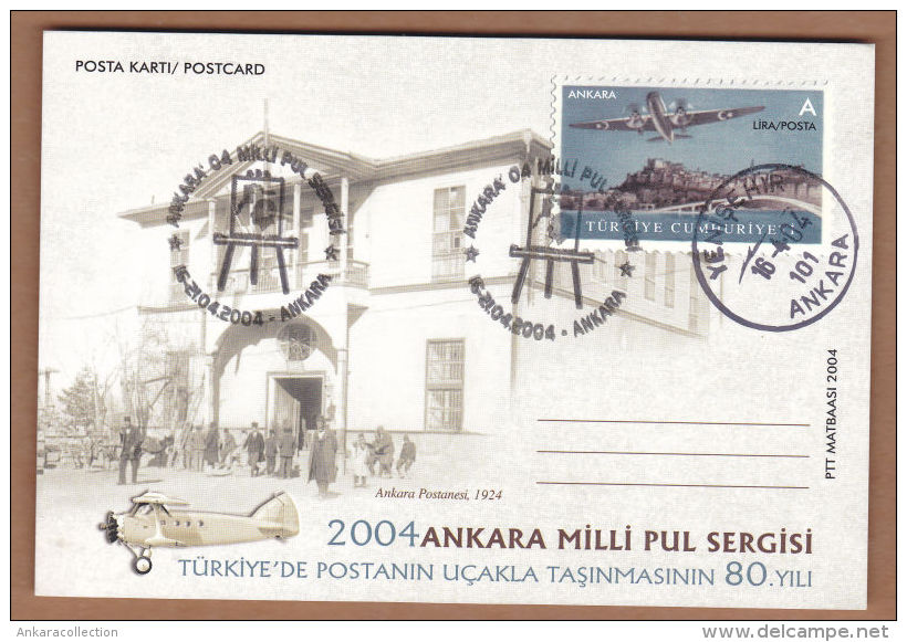 AC  -  2004 ANKARA NATIONAL STAMP EXHIBITION & 80th ANNIVERSARY OF AIRMAIL POST IN TURKEY  16 APRIL 2004 - Entiers Postaux