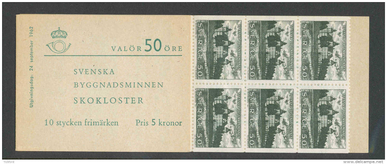 SUEDE 1962 - CARNET  YT C496a - Facit H150 - Neuf ** MNH - Monuments Nationaux - 1951-80