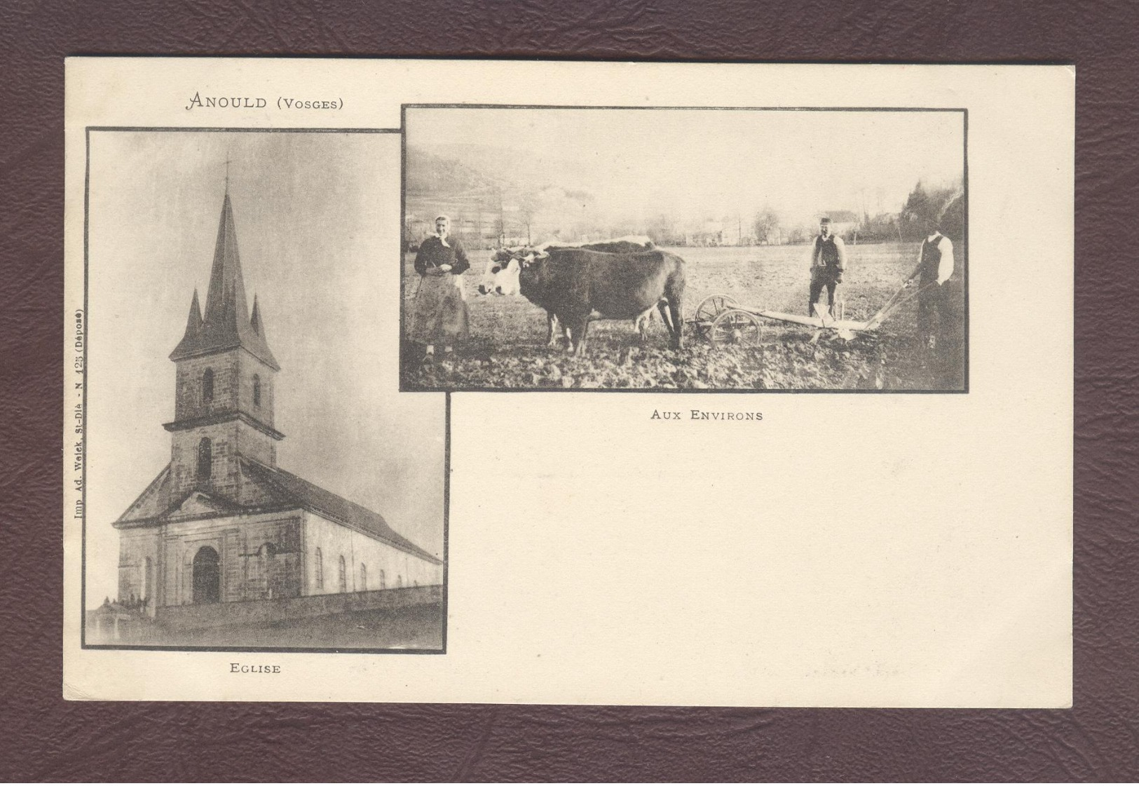 ANOULD Boeufs Labourant Labour Travaux Agricole église VOSGES 88650  éditeur : Weick  N° 125 - Anould